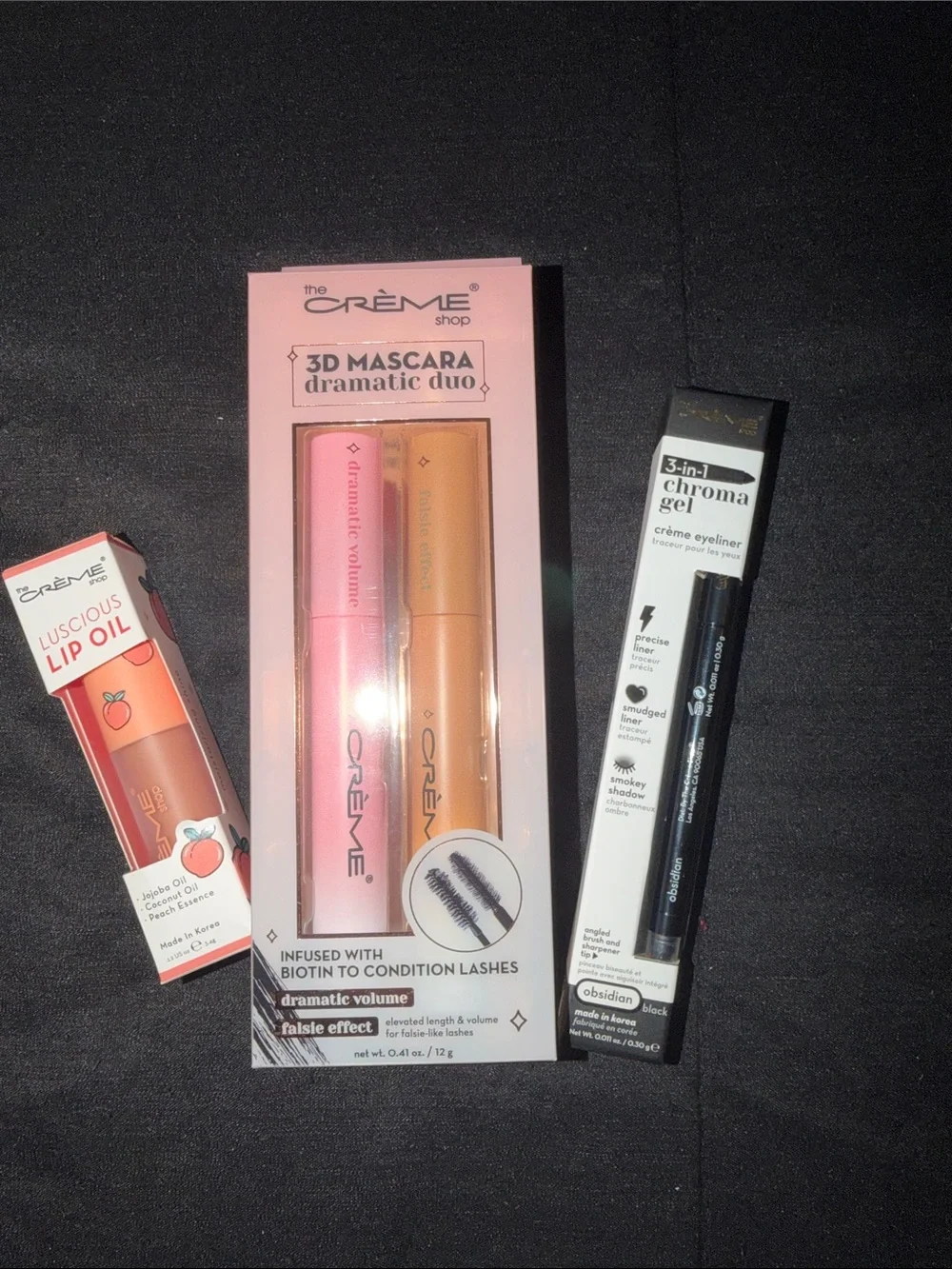 The Crème Shop 3D Mascara Dramatic Duo-3-1 Creme Eyeliner& Luscious 👄Lip Bundle